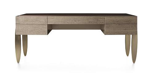 Стол с кожаной столешницей и бронзовыми ножками Bronze Line