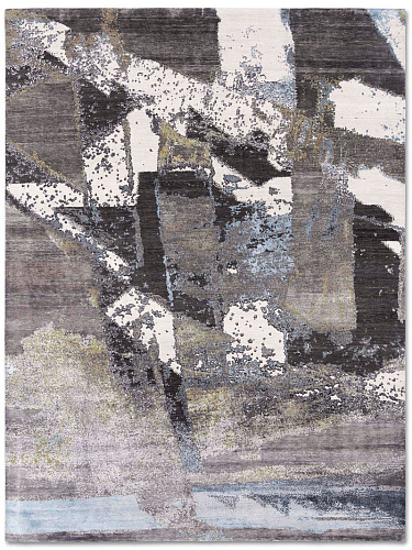 Ковер зеленого и ржавого цвета ручной работы