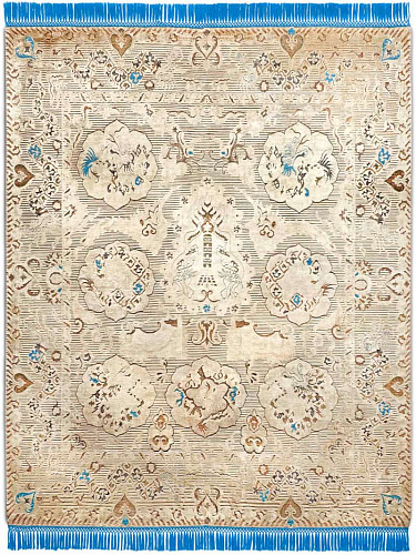Ковер сине-бежевого цвета Dragon ручной работы